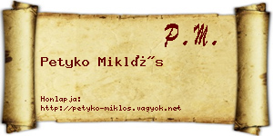 Petyko Miklós névjegykártya