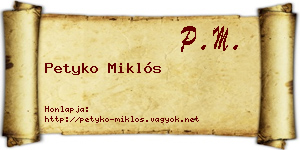 Petyko Miklós névjegykártya